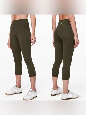 Lululemon Wunder Under Crop High-Rise *Full-On Luxtreme 21" in Dark Olive 12